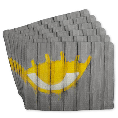 Braided Polyester Placemats Set of 6 - Yellow Eye Graffiti Decor
