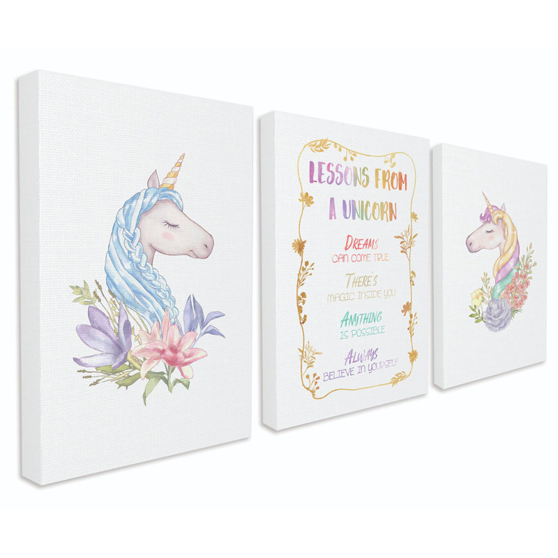 «Richland Lessons from a Unicorn Portraits», art arc-en-ciel, H 30 po x l 24 po x P 1,5 po, Toile tendue