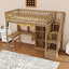 Lit mezzanine simple avec bureau intégré, DEL, tablettes et armoires-1179492964
