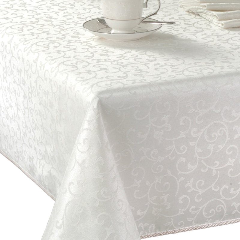 Lenox Opal Innocence Damask Tablecloth, 120" L x 60" W, White