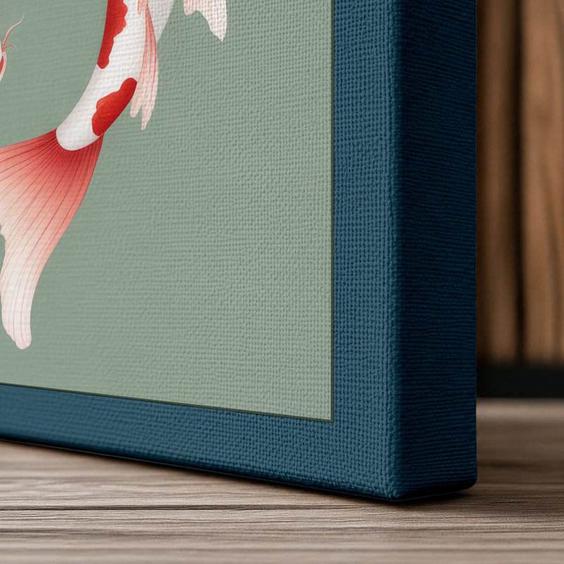 Koi Harmony Modern - Wrapped Canvas, 30x20 - 76.2 x 50.8 cm, Teal Border
