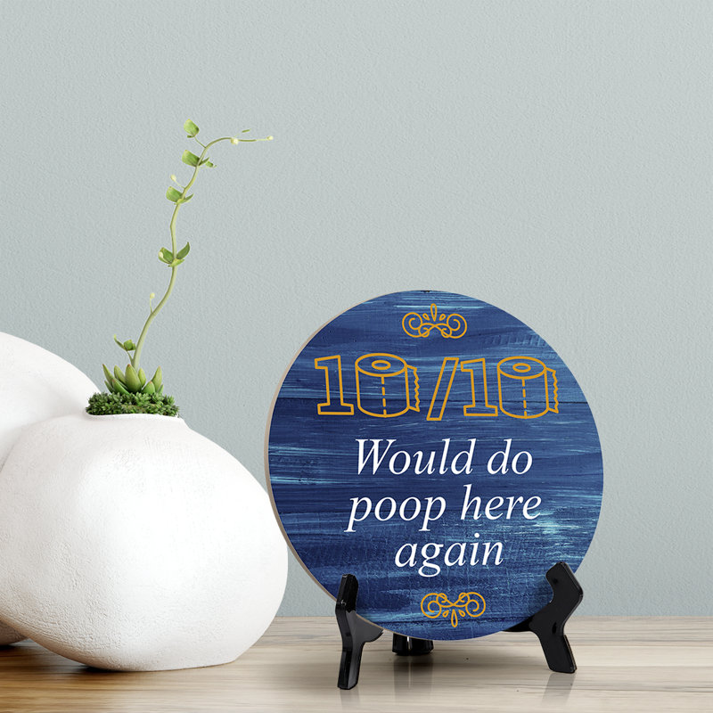 Signe de la table «Will Do Poop Here Again», Bleu