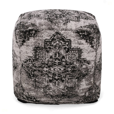 Pouf carré Sellek, noir et beige