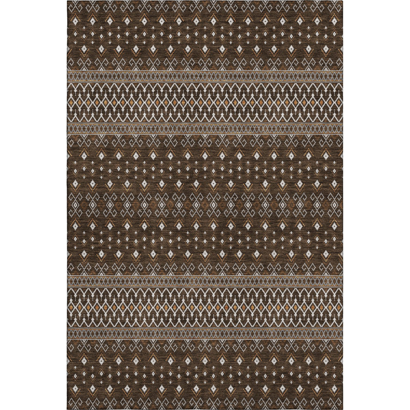 Premium Machine Washable Prisco Chocolate Rug, Rectangle 2'6" x 3'10"