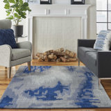 Lavonne Abstract Handmade Tufted Gray/Blue Area Rug