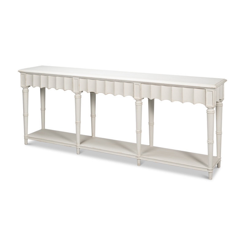 Chantal 93'' W Solid Wood Console Table, Antique White