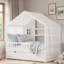 Lit pour enfant avec toit, rideaux, 2 tiroirs de rangement et 2 tablettes de rangement Montessori-1367399661-1367399663