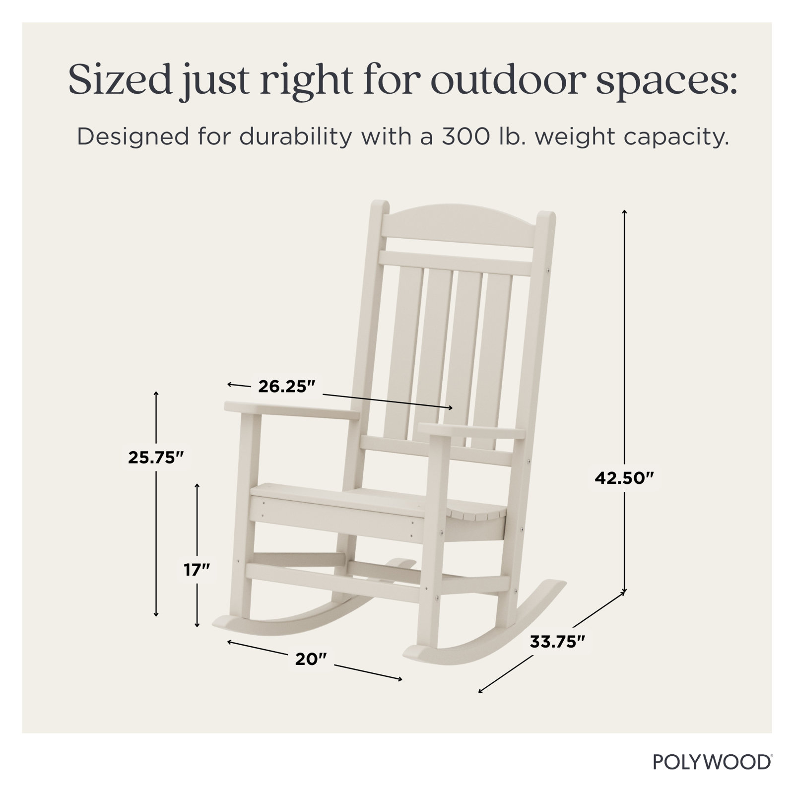POLYWOOD® Rocker Patio Rocking Chair, Sand