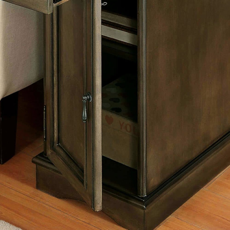 Table d'appoint moderne grise avec charge et compartiment - options de rangement multifonctionnelles de 24 po de profondeur