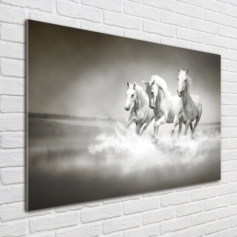 White Horses - No Frame Print on Glass