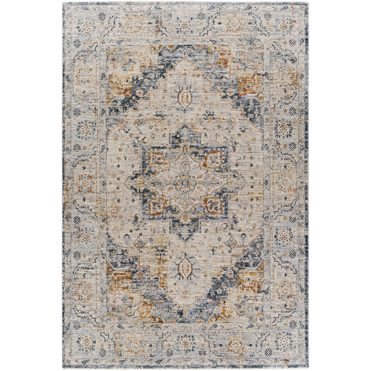 Dienne Oriental Camel/Navy/Orange Area Rug