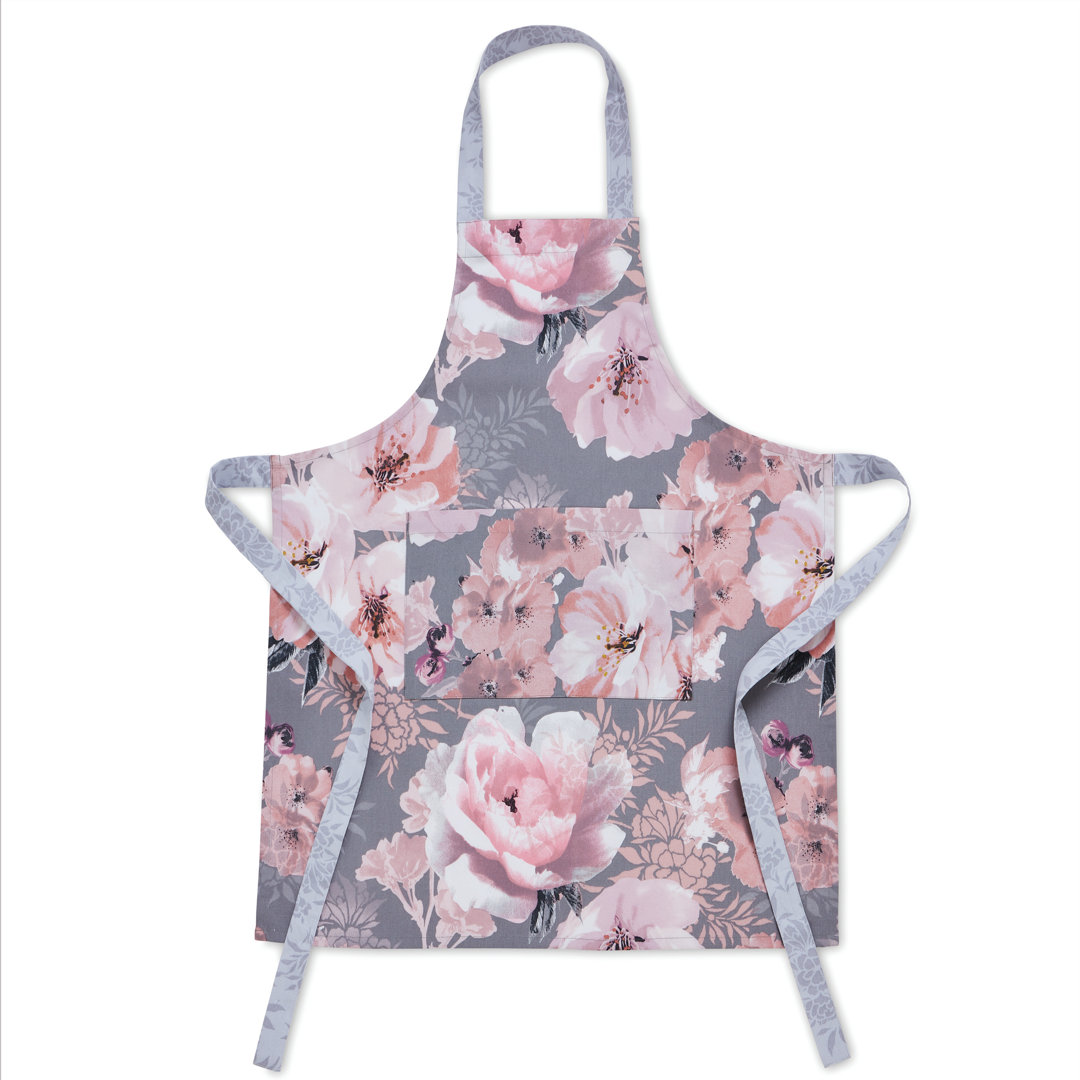 Catherine Lansfield Dramatic Floral 100% Cotton Apron, Grey - Image 3