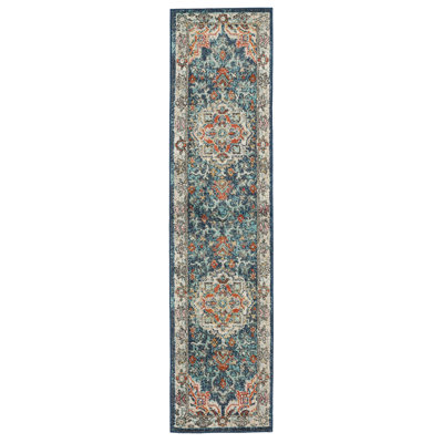 Devonshire Blue Ornamental Medallion Area Rug
