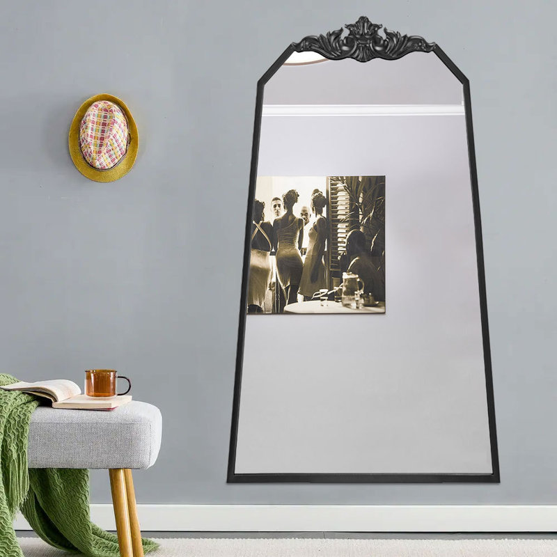 Gael Iron Arch Mirror, Black, 180cm H x 80cm W