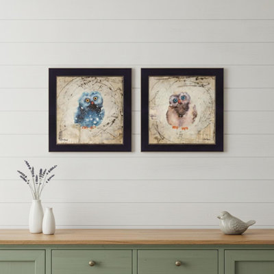 Ensemble d'art mural encadré noir «Wonder Years Owls»