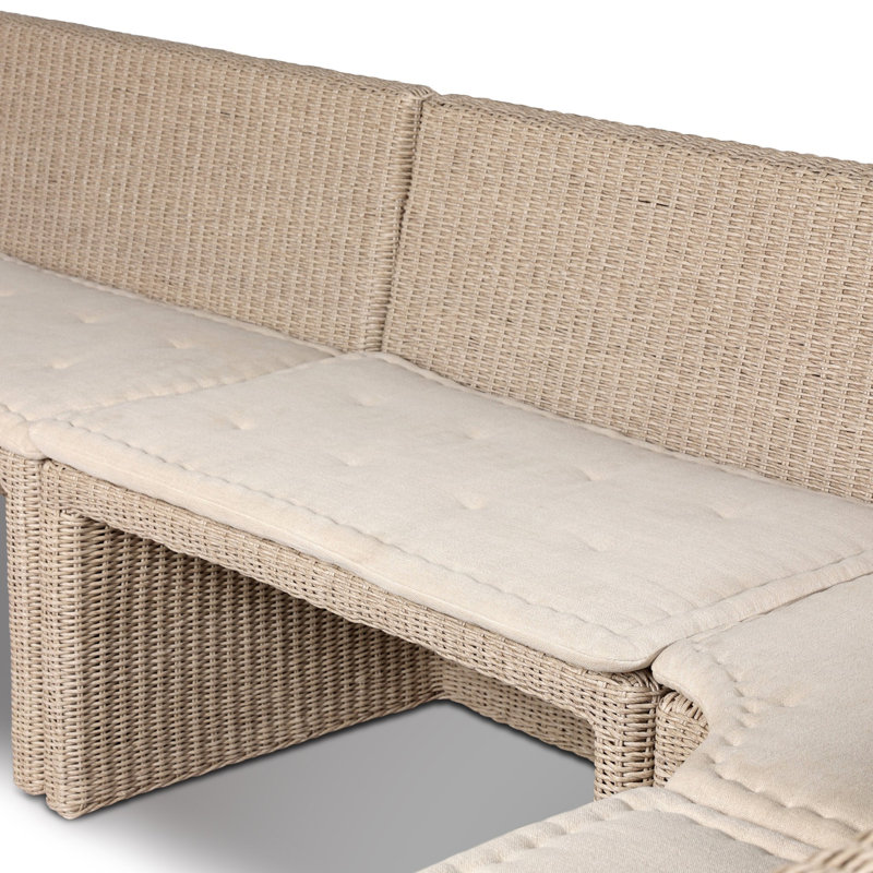 Senna Outdoor L-Shape Dining Banquette, 32.5" H x 132.25" W x 83.25" D