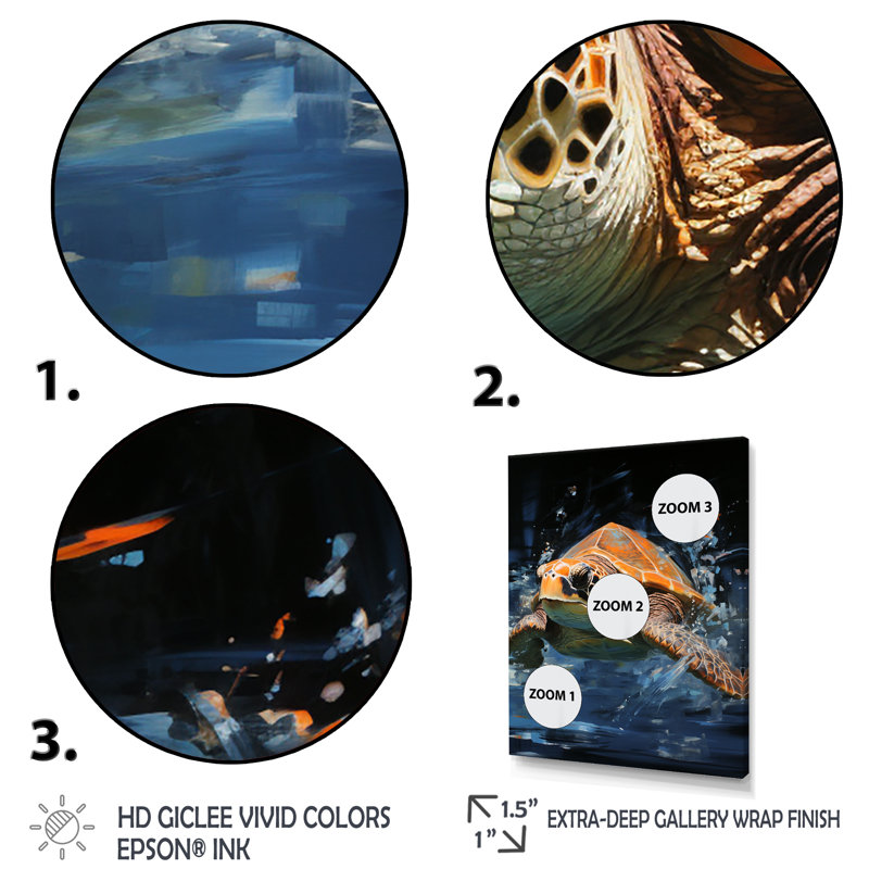 «Sea Turtle Journey», art mural animaux côtiers, Cadre simple blanc, H 32 po x l 16 po x P 1 po