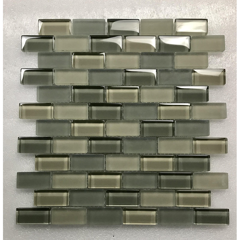 Carrelage mosaïque pour mur et piscine à bordure droite en verre Free Flow 1 po x 2 po, Vert viride