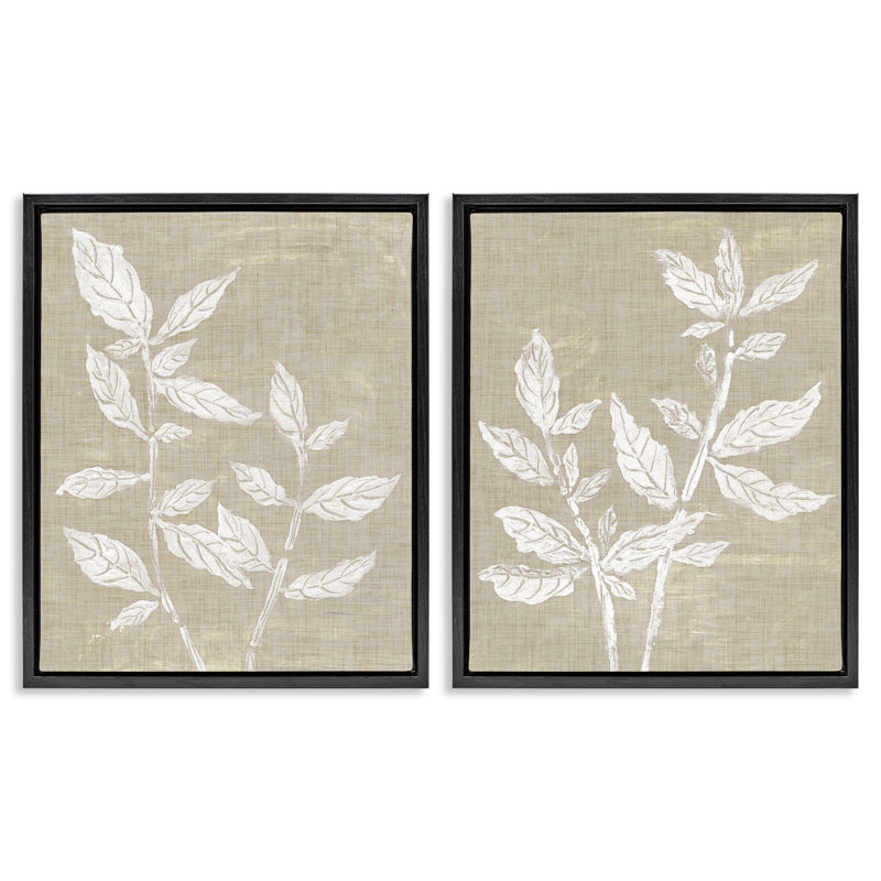 Ensemble de cadres flottants 2 pièces Botanicals on Textile, Cadre flottant noir de jais, H 21 po x l 17 po
