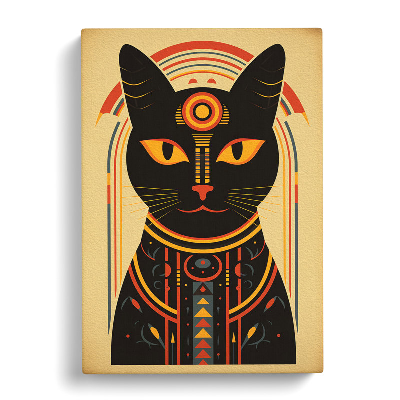 Egyptian Cat Minimalism No.2 - Print on Canvas, 50cm H x 35cm W x 3cm D