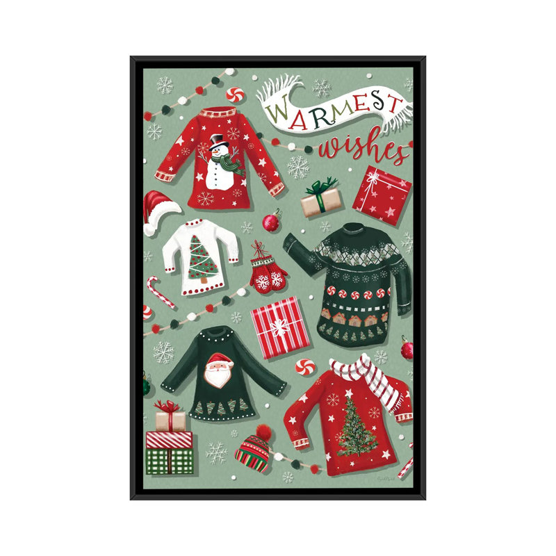 «Warmest Wishes Pulls», reproduction d'art mural, H 40 po x l 26 po, Noir, Impression encadrée sans passe-partout