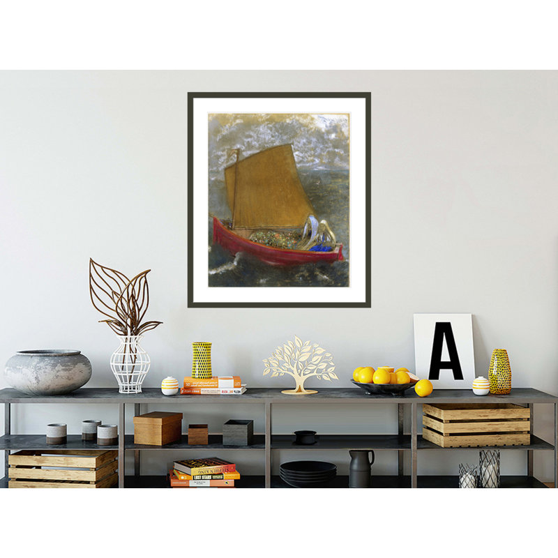 «La Voile Jaune» par Odilon Redon, impression giclée sur cadre, H 39,43 po x l 33,5 po