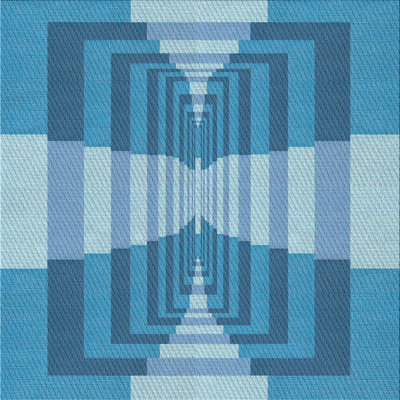 Tapis géométrique bleu