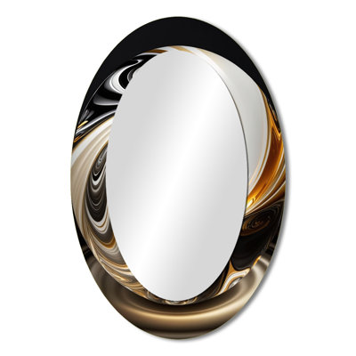Gold And Black Stained Glass Spiral II - Modern Oval Wall Mirror