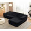104 po en forme de L modulaire en nuage, 3 sièges profonds pour la chambre à coucher du salon, tissu en chenille noir, sans assemblage, antidérapant, cinq coussins décoratifs, chenille modulaire, compression sous vide,-3595532-3595570