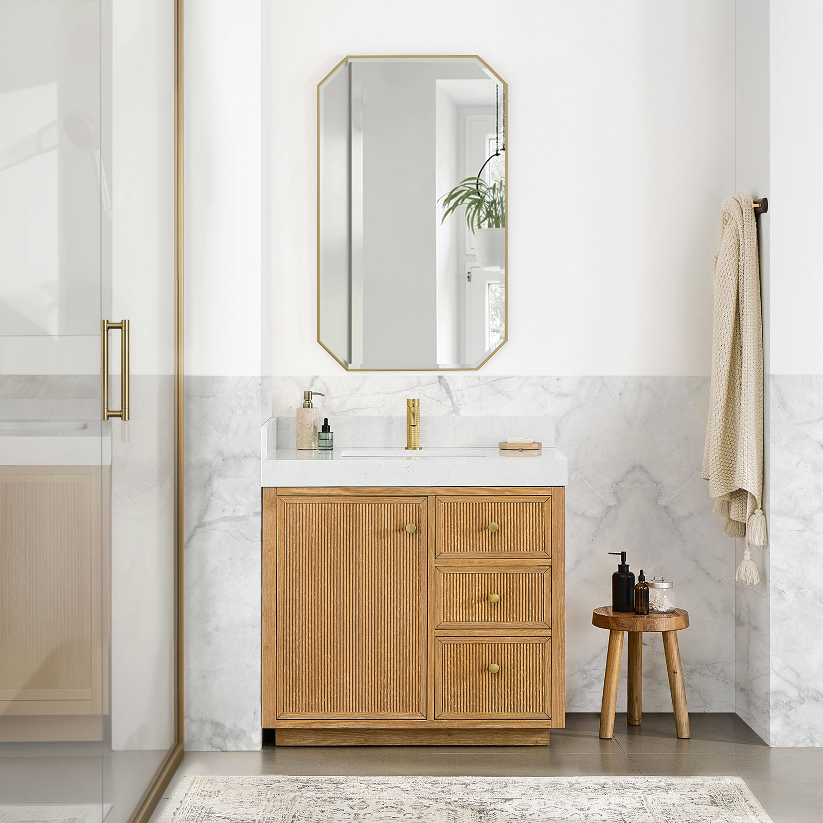 Thea 36" Single Bathroom Vanity, Fir Wood Brown