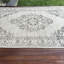 Grand tapis turc beige Oushak à pampilles idéal pour les salons en laine rétro
