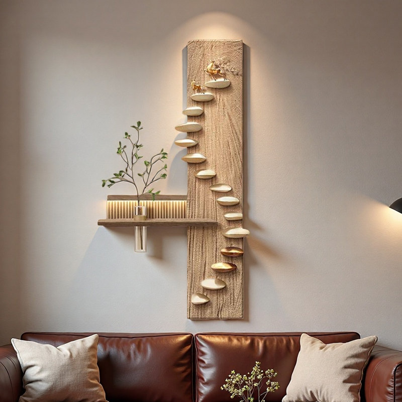 Décoration murale en grès tridimensionnel de style zen, H 47,24 po x l 23,62 po x P 3,15 po