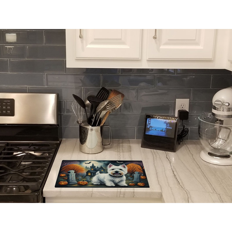 Westie Spooky Halloween Glass Cutting Board Large