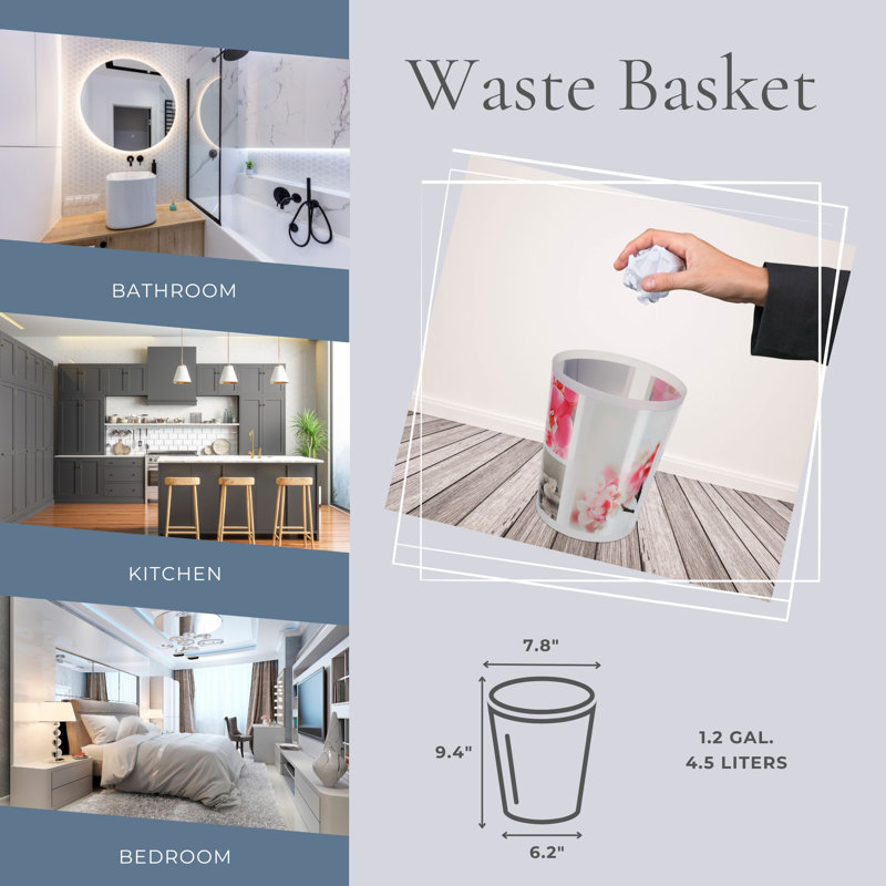 Plastic Open Waste Basket - 1.2 Gallons