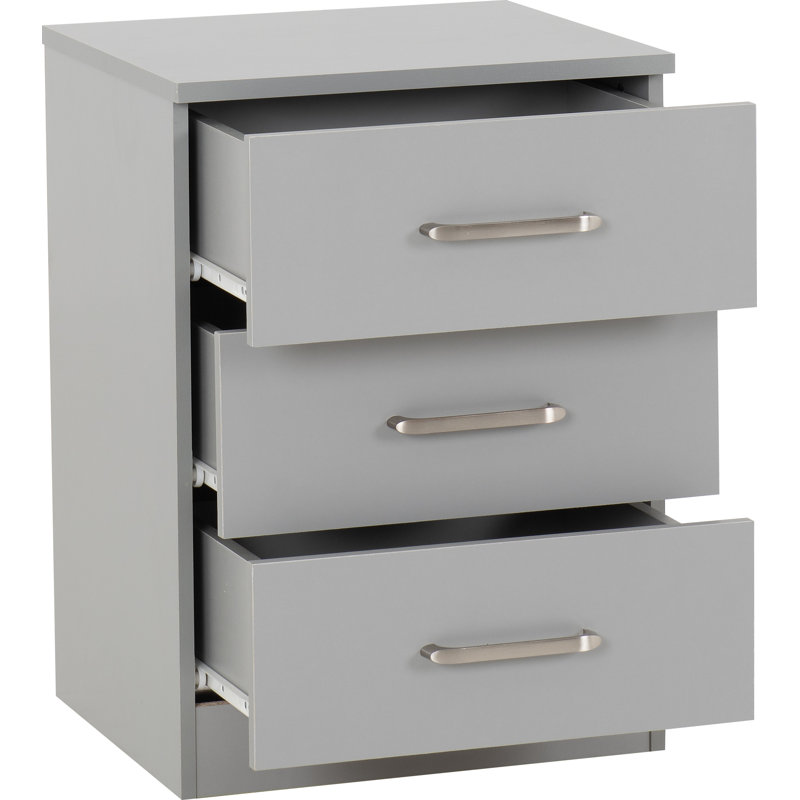 Sumrah 40cm W Manufactured Wood Bedside Table, Light Grey