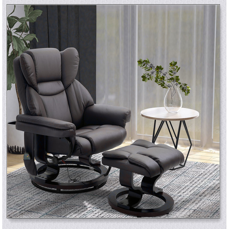 Massage Recliner Chair with Ottoman Footrest, 10 Vibration Points, 360° Swivel Reclining Chair