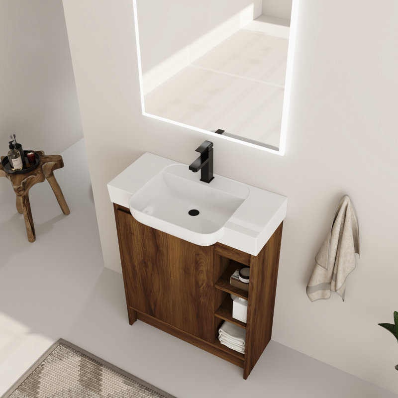  Ensemble de meuble-lavabo simple 28 po Denston, Brun ébène