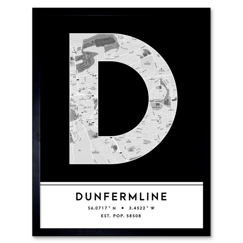 Dunfermline Scotland City Map - Single Picture Frame Typography