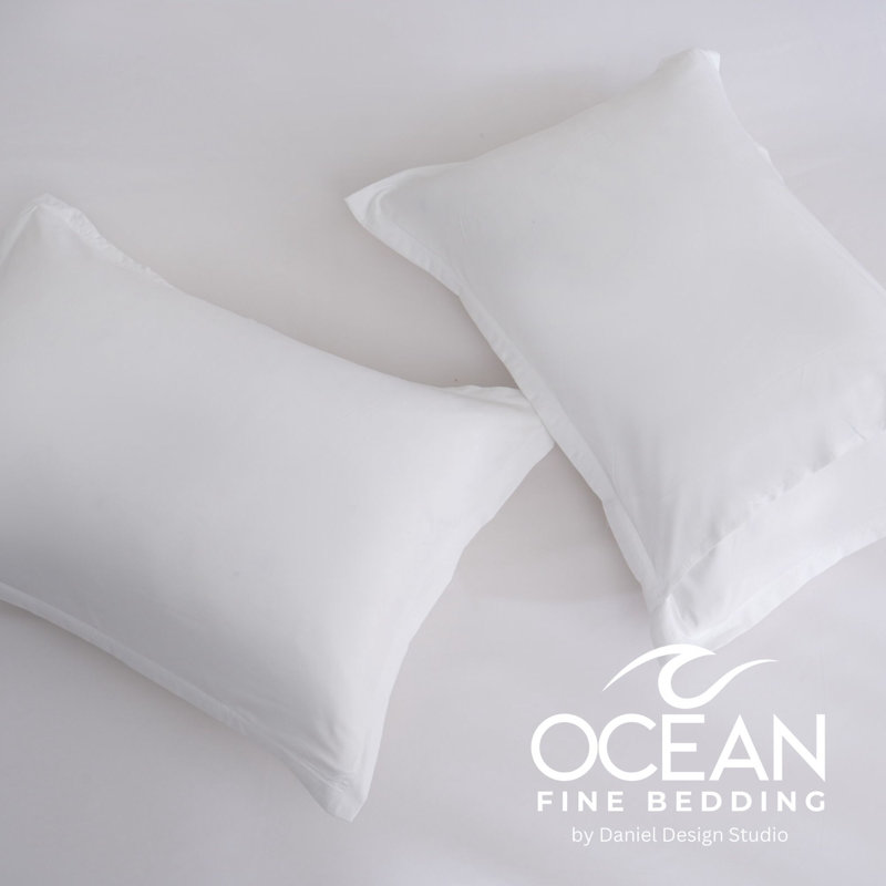 OCEAN FINE BEDDING Duvet Cover, Queen Plus Duvet Cover + 2 Queen Shams, White
