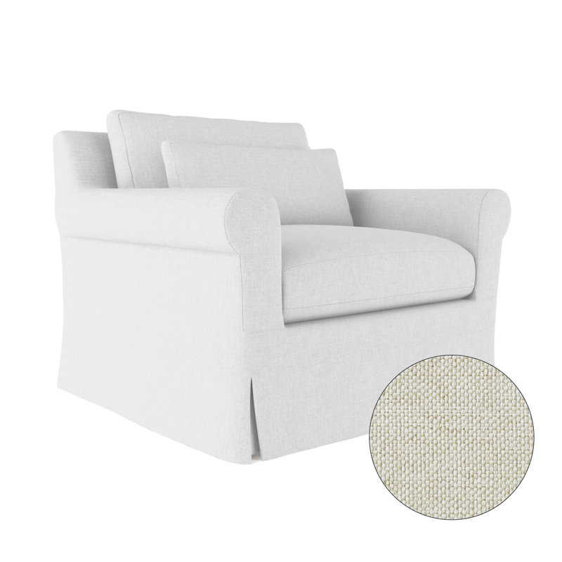 Transitional Chair, 34" H x 40" W x 42" D, Pebble Weave Linen Alabaster, Ebony