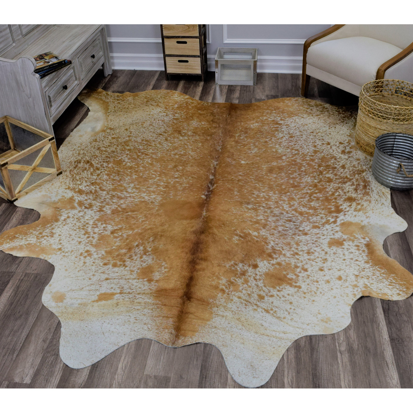 Charlize Salt Pepper Handmade Cowhide Rug, 5' x 6'6"