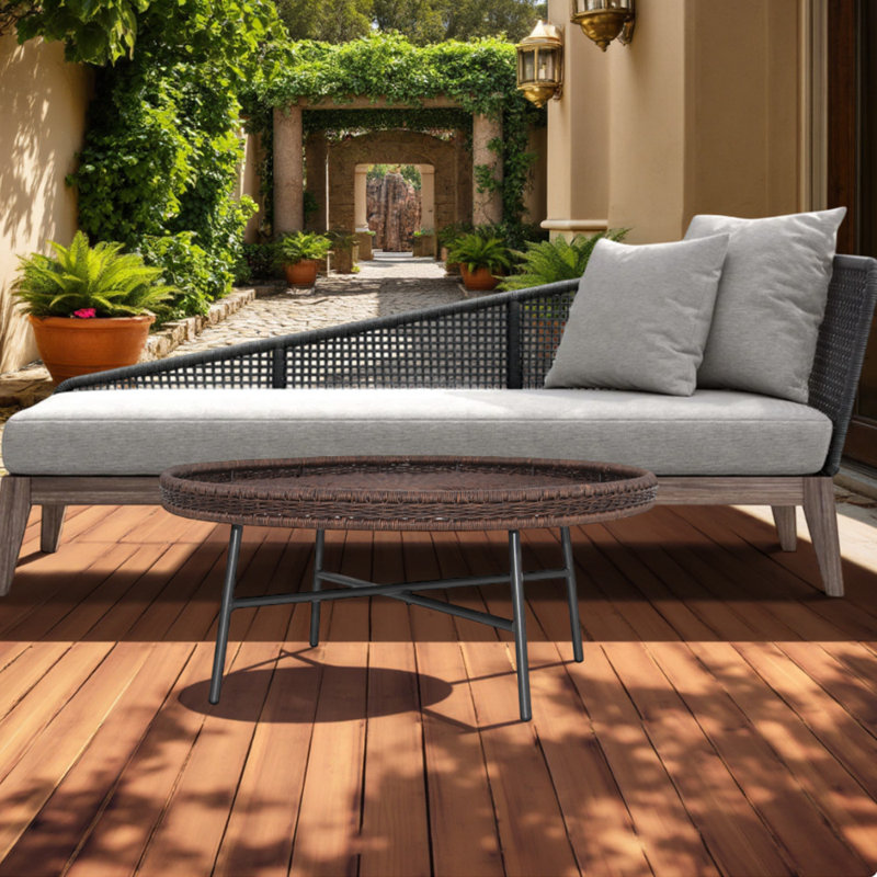 Bernabe Wicker Coffee Table for Indoor and Outdoor Use, Espresso