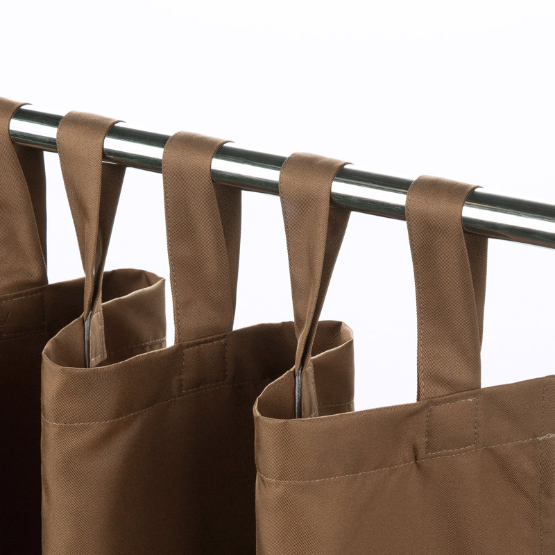 Dencho Solid  Detachable Sticky Tab Top Outdoor Curtain Single Panel, 52" W x 120" L, Tan