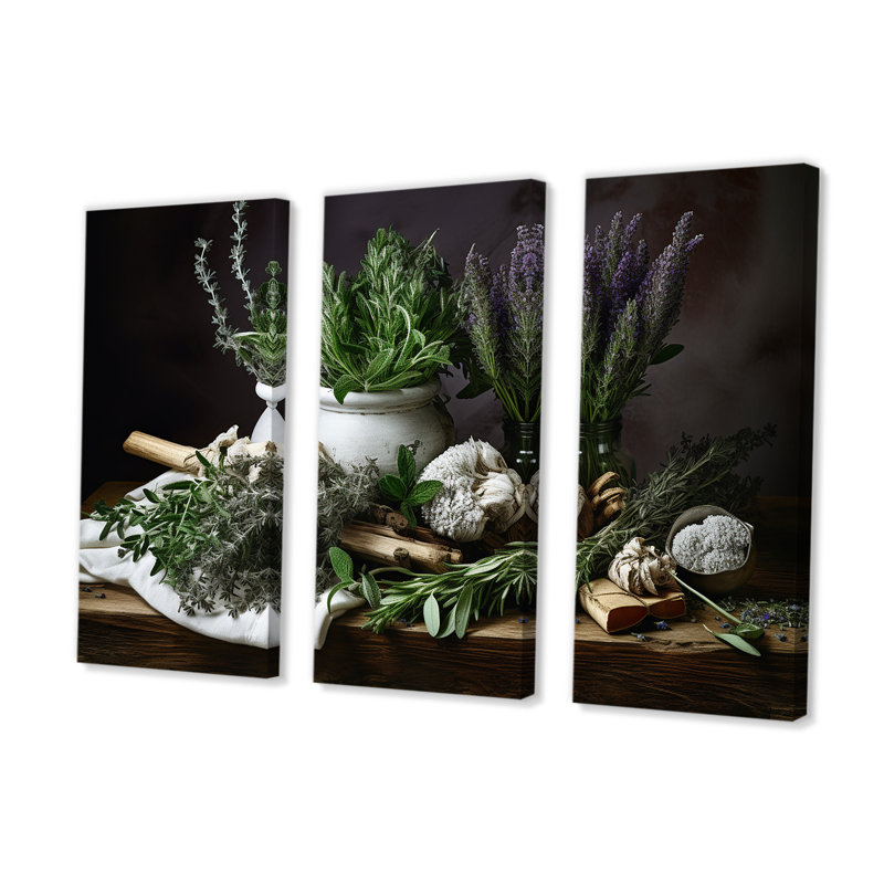 Nature morte au bouquet d'herbes naturelles - ensemble d'herbes florales, H 32 po x l 48 po x P 1 po