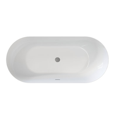 Baignoire ovale profonde en acrylique de 63 po avec bonde et trop-plein préinstallés, conception autoportante pour la mise à niveau de la salle de bain, avec surface amovible et baignoire à pieds réglables, autoportante