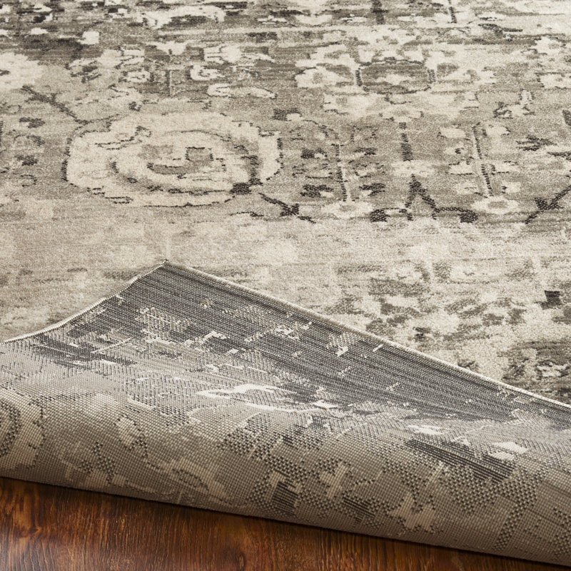 Tebikerei Abstract Area Rug in Ivory/Black, Rectangle 7'9" x 9'9"