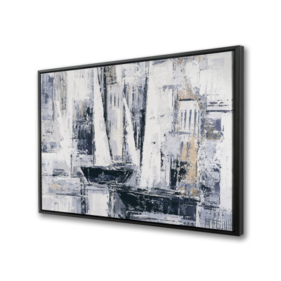 Industrial Style Sailboats - Boat Coastal Canvas Wall Art