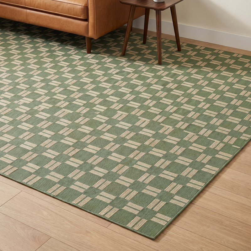 Icon Geometric Indoor Outdoor Green Rug, Rectangle 5'3" x 7'6"