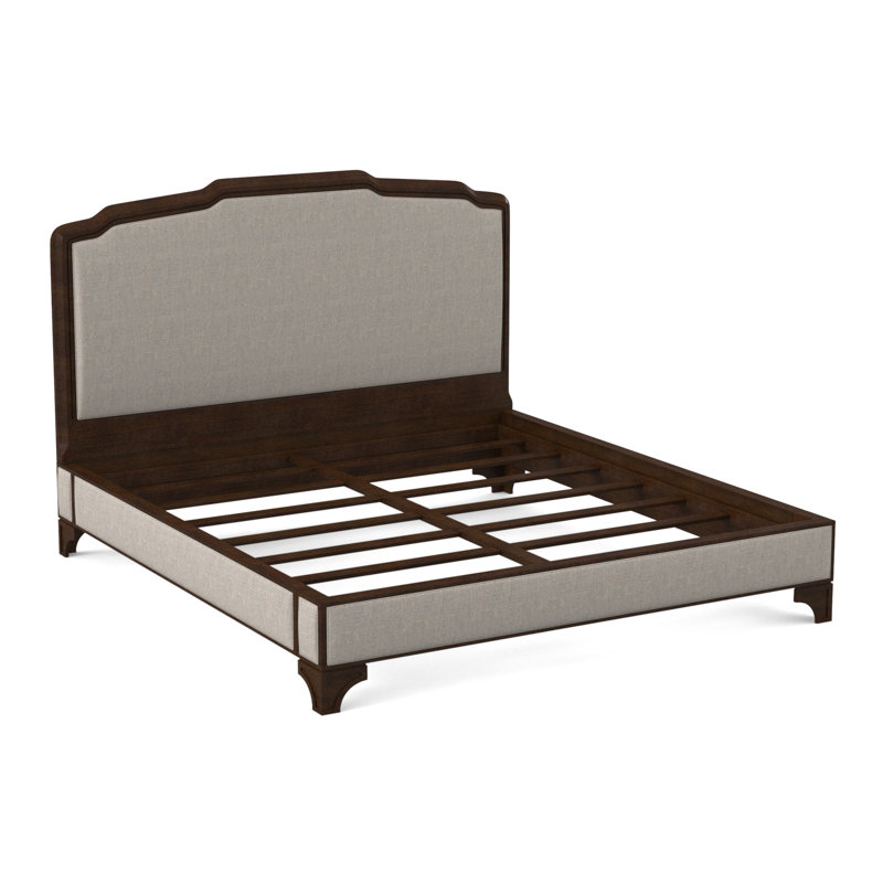 Nova Upholstered Bed, American Walnut, Filigree Ivory 100% Polyester