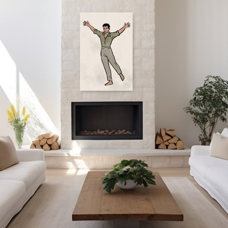 Joyeux danseur, art mural rétro classique élégant, H 48 po x l 32 po